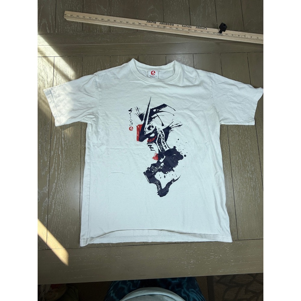 STRICT G Japan Gundam Samurai Brush Art Tee Mens Large‎ White Anime Graphic